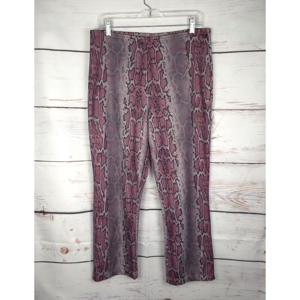Y2K Faux Snakeskin Stretch Pants Large Glam Rock Party Rave Vtg 2000s‎